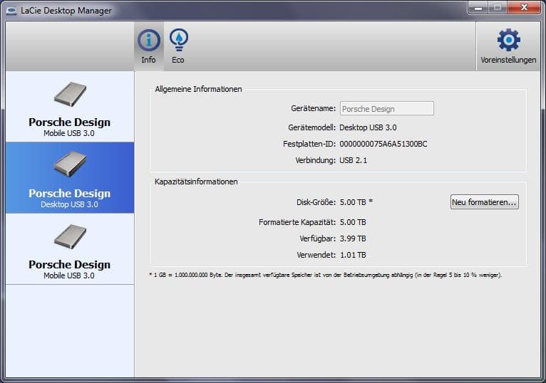 Abbildung 11: LaCie Desktop Manager wurde installiert und gestartet